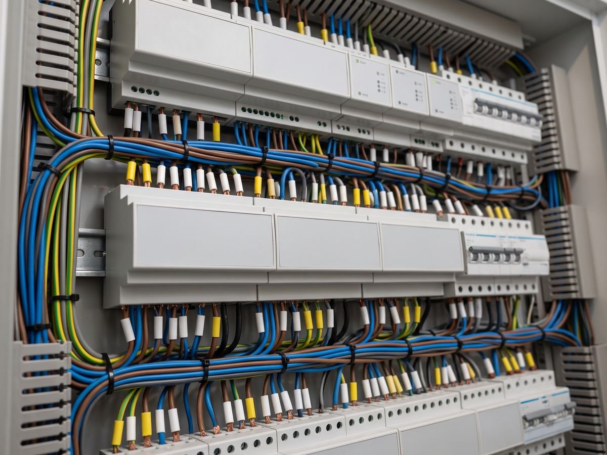 Neatly wired home automation panel in a new villa in Kuwait